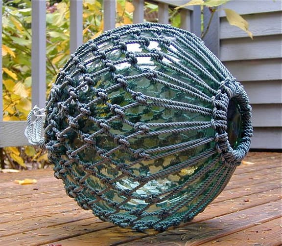 Japanese Glass Fishing Float Hand Blown Vintage Large Ball Buoy