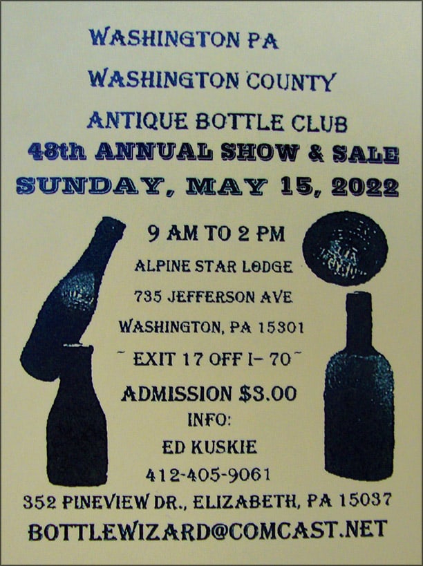 Washington County Antique Bottle Club 48th Annual Show and Sale @ Alpine Star Lodge