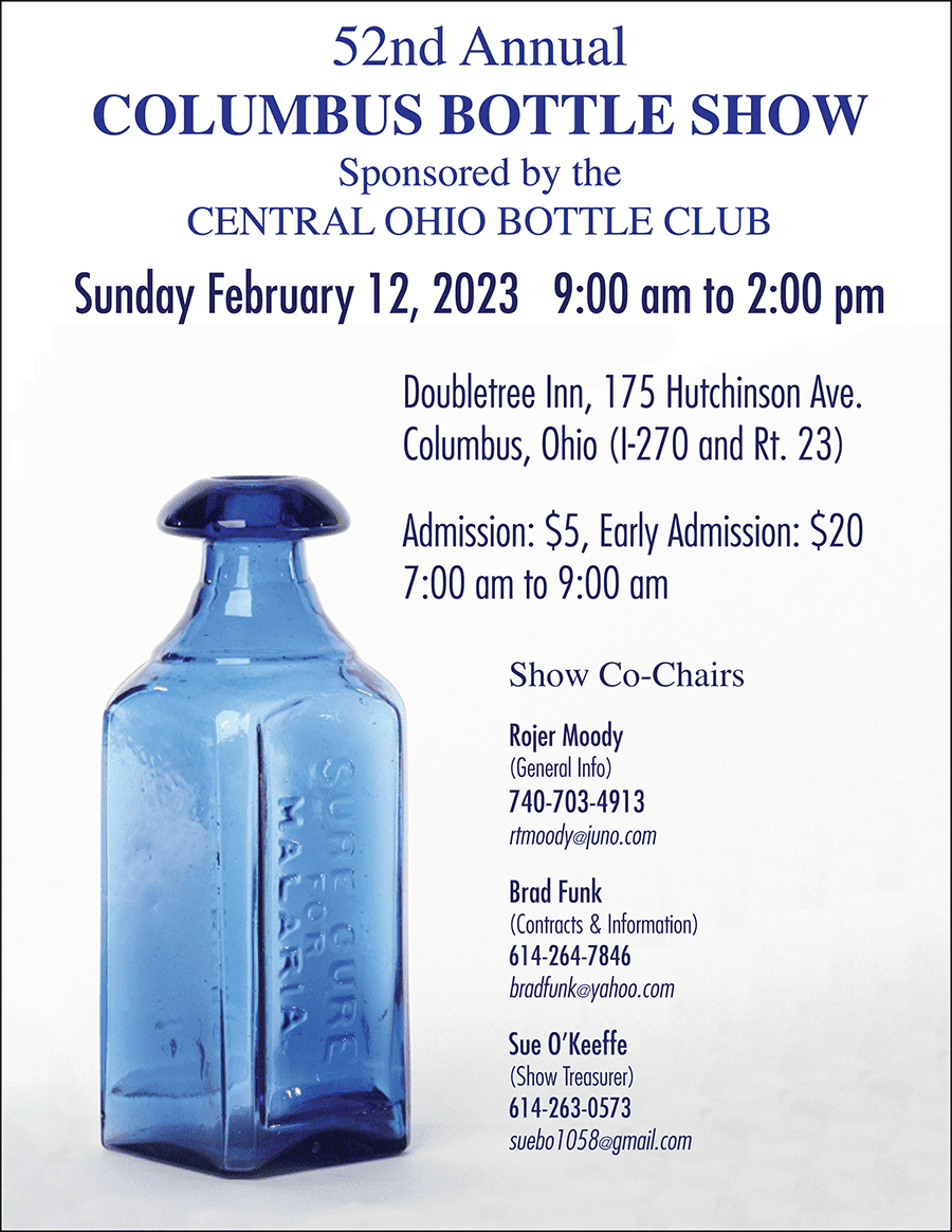 The Central Ohio Antique Bottle Club’s 52nd Annual Show & Sale @ Doubletree Inn