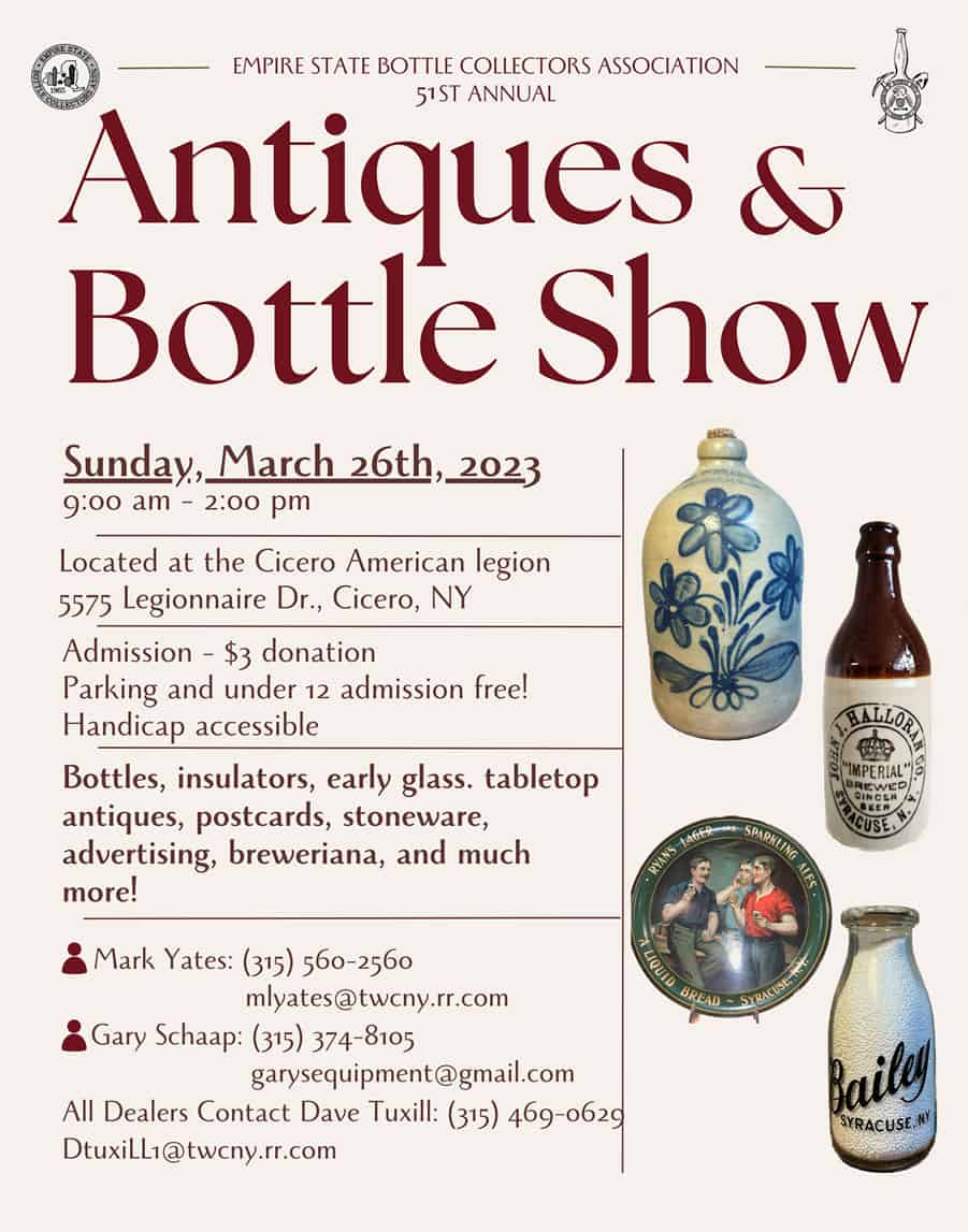 The Empire State Bottle Collectors Association's 51st Annual Spring Show & Sale @ Cicero American Legion