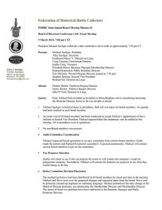 FOHBC Semi-Annual Board Meeting - Notes 9 March 2023